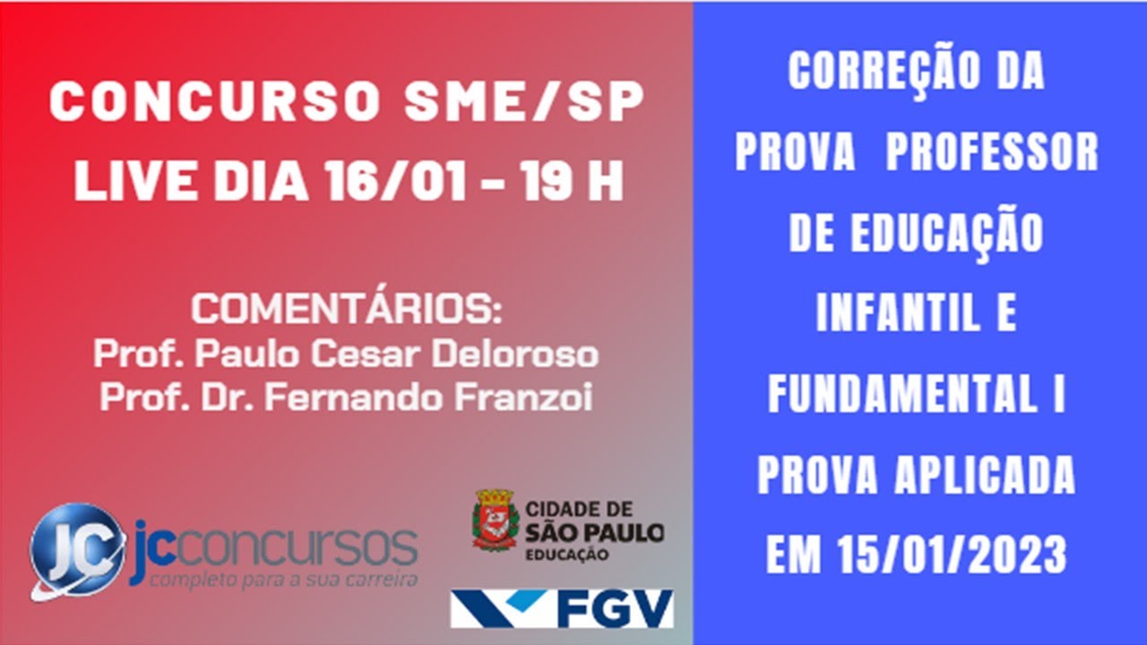 Concurso SME SP: correção da prova Professor de Educação Infantil e Fundamental I