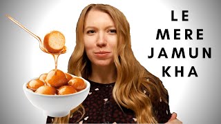 My Canadian Girlfriend Tries Gulab Jamun [FOR THE 1ST TIME!!] | Foreigner Girl Eating Indian Food