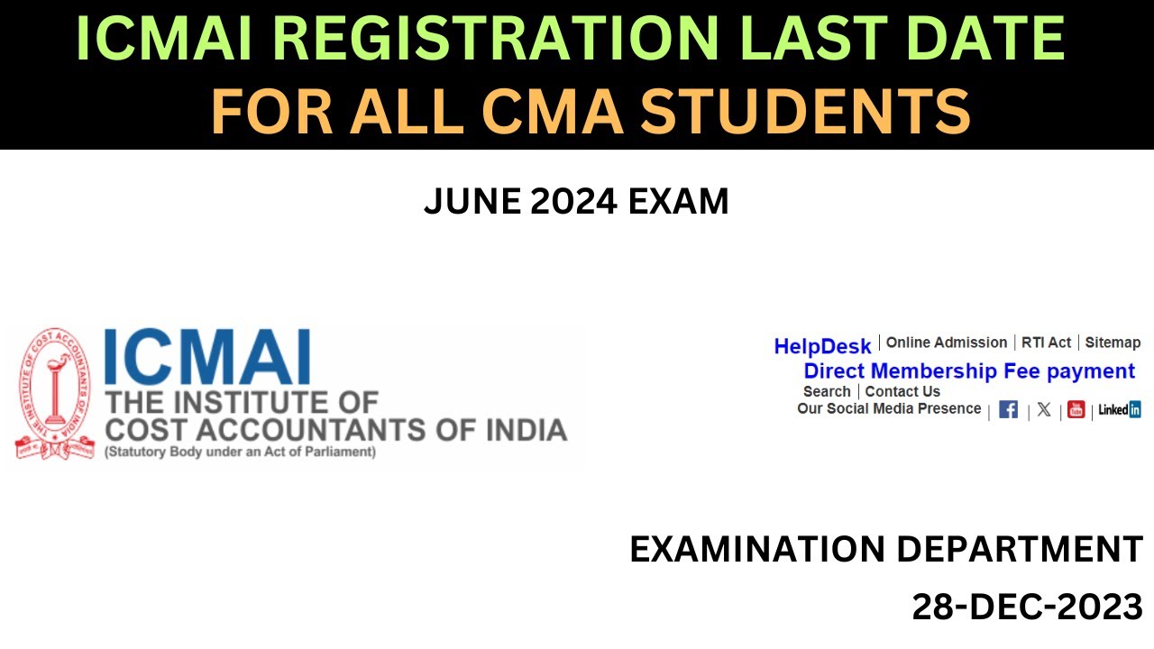 icmai registration last date for cma june 2024 exam for cma inter final