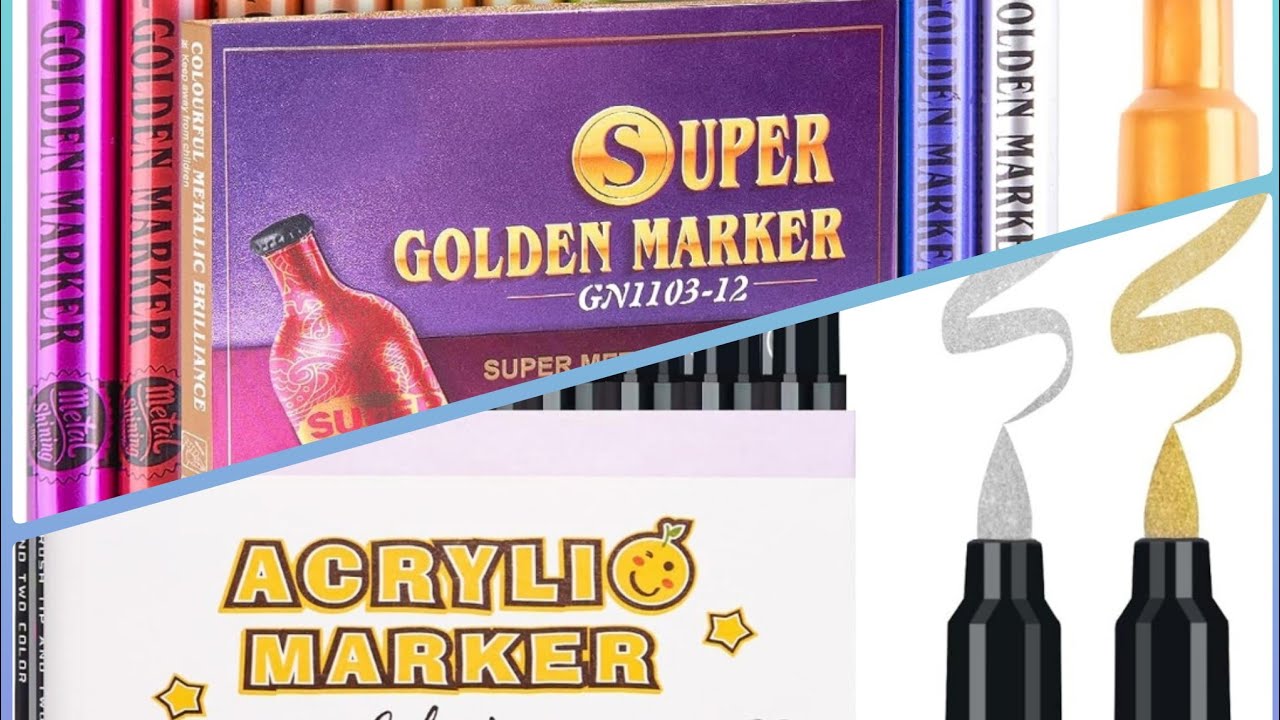LIGHTWISH Super Golden Metallic Acrylic Paint Pens Glitter Markers, Sp –  Lightwish