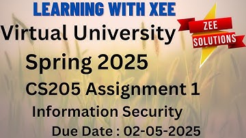 CS205 Information Security Assignment 1 Spring 2025 Virtual University of Pakistan
