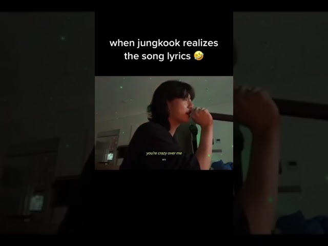 o my gosh his reaction when jungkook realise the song lyrics 😂🤣 #bts #shorts class=