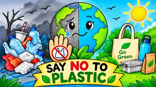 Say No to Plastic | Save environment | say  no plastic poster | project for school #drawing #poster