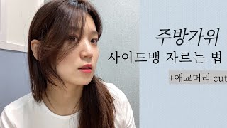 누가잘랐어?내가잘랐다✨사이드뱅+애교머리 자르는 팁팁팁💇🏻‍♀️(+연출법,설명자세함!!📝)