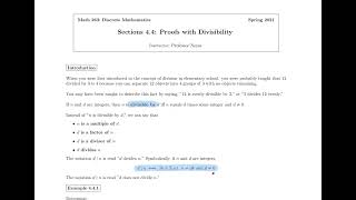 Math 263 Section 4.4 Direct Proof with Divisibility