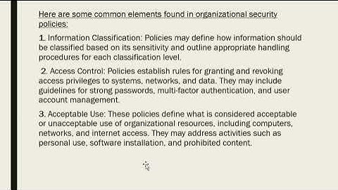 Organizational Security Policies