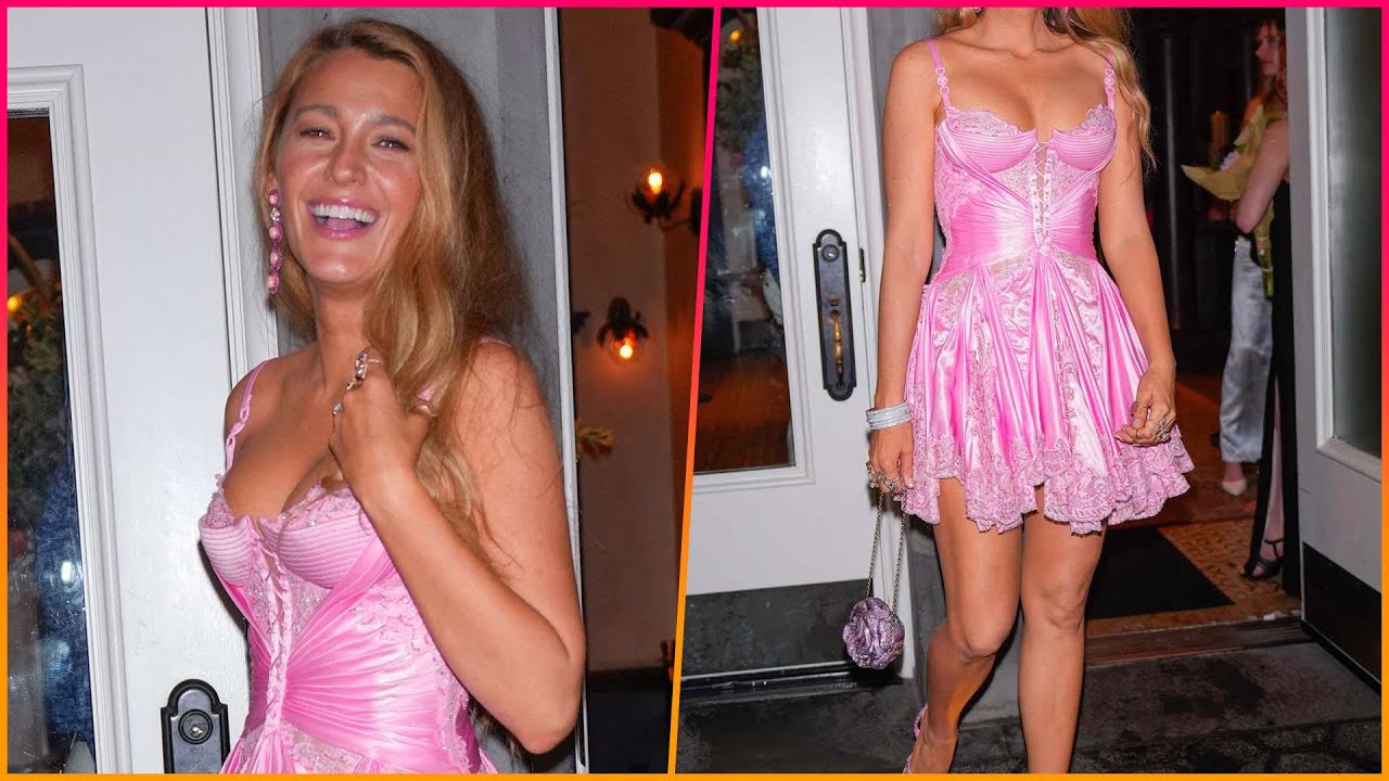 Blake Lively looks gorgeous in a pink corset Versace mini dress at the It Ends with Us - YouTube Blake Lively looks gorgeous in a pink corset Versace mini dress at the It Ends with Us - YouTube