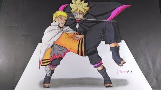 menggambar BORUTO menyelamatkan NARUTO yang sedang sekarat