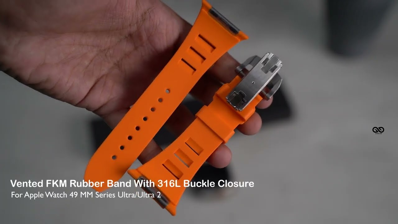 Vented FKM Rubber Band With 316L Buckle Closure For Apple Watch 49 MM Series Ultra/Ultra 2