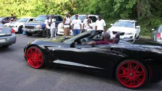 Black Chevrolet Corvette on Red Forgiato Wheels