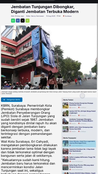 Tunjungan Bridge Demolished, Replaced by Modern Open Bridge