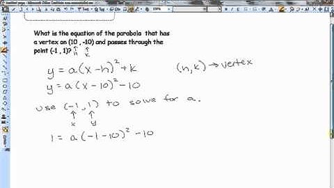 Finding the Equation of a Parabola Given a Vertex and a Point