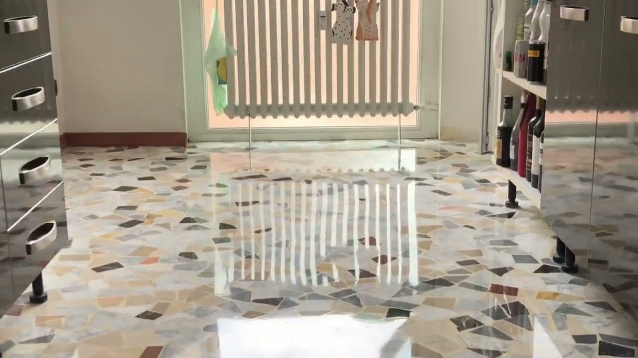 Lucidatura pavimento in Marmo Marmellata