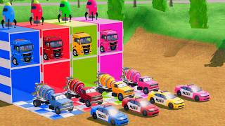 TRANSPORTING ALL POLICE CARS and AMBULANCE EMERGENCY VEHICLES WITH MERCEDES POLICE TRUCKS #223