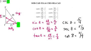 Finding The Six Trig Ratios Given Three Sides of A Triangle