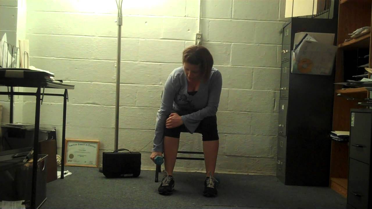 Chair Workout 1 WITH dumbbells YouTube