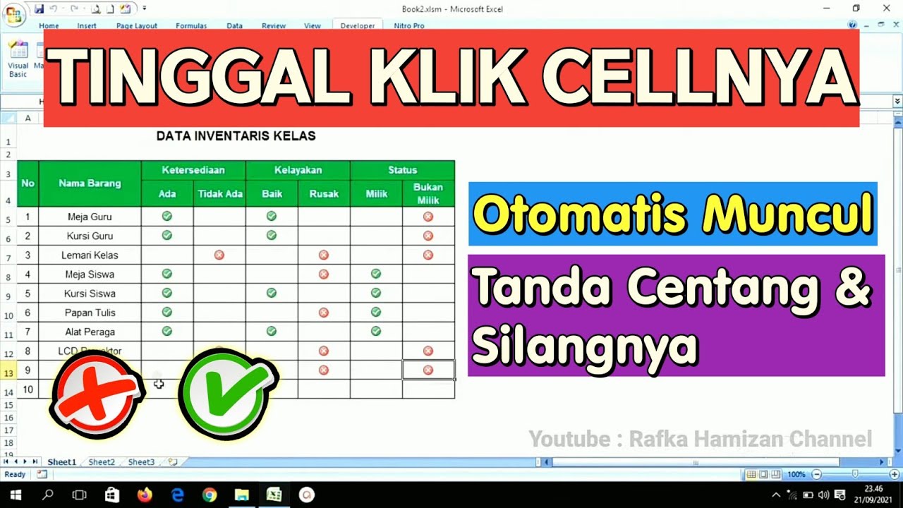 Cara Membuat Tanda Ceklis & Silang Otomatis di Excel 