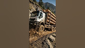 Adrenaline Pumping Mountain Logging! 🚚💨 Watch the Iveco Extremo Tackle Steep Paths with Heavy Logs