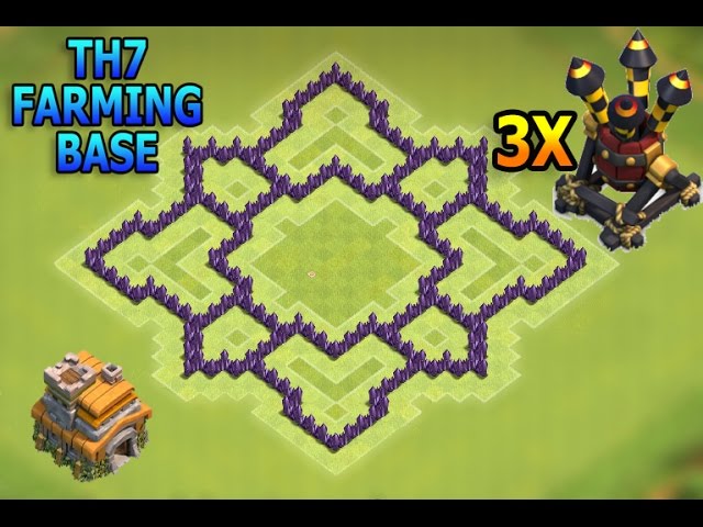 Coc New Best Town Hall 7 Th7 Farming Hybrid Base With 3 Air Defenses New Update Youtube