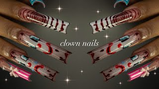 Clown Nails🤡🎀🩸| acrylic application + intricate nail art!✨