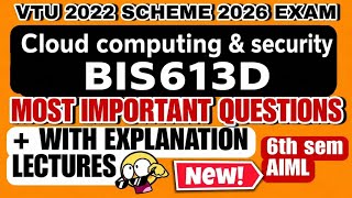 Famous VTU 2022 Scheme | Cloud Computing & Security (BIS613D) | Most Important Questions for 2026 Exam  Wealth