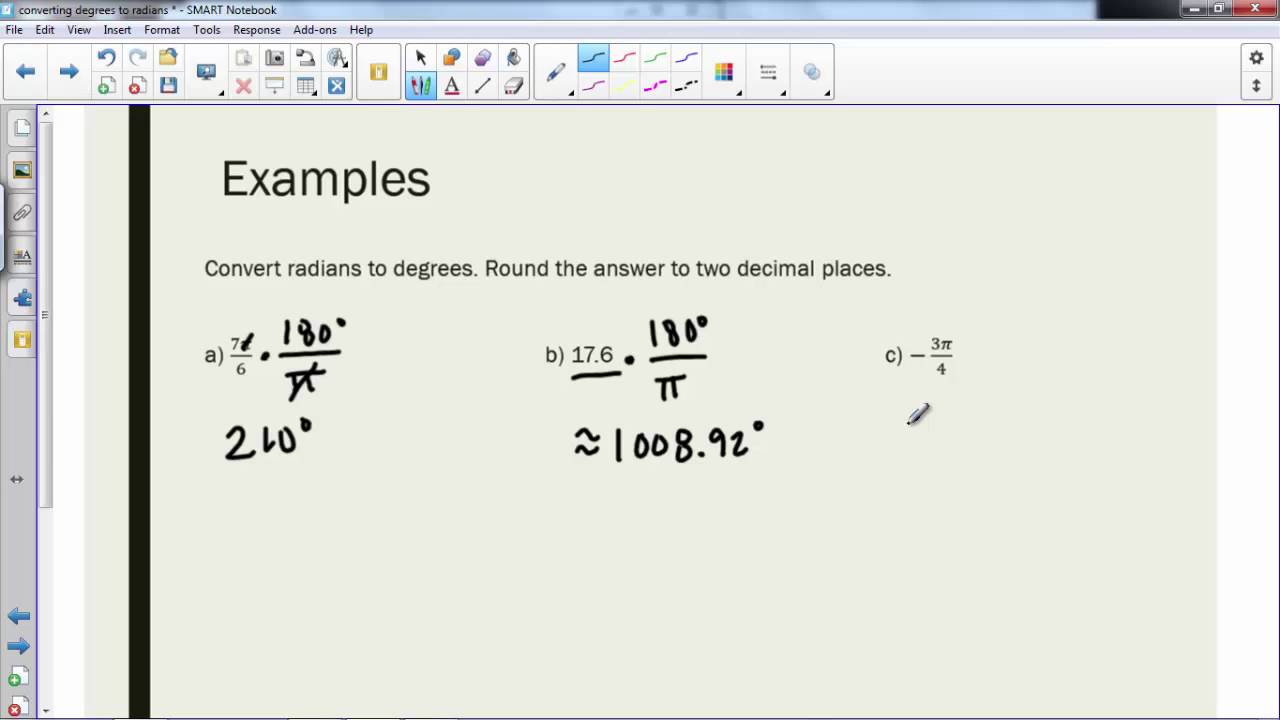 Converting between Degrees and Radians - YouTube