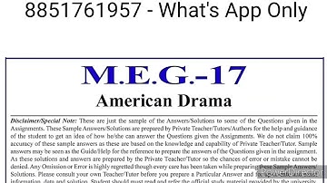 MEG 17 Solved Assignment 2022-23 | MEG 17 Solved Assignment 2022-2023 PDF | MEG 17 Assignment Pdf