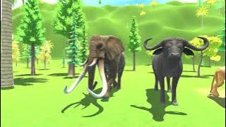 Critically Endangered Animals Race | Elephant, Buffalo, Lion, Giraffe, Tiger, Horse, Mammoth