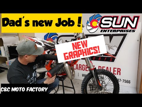 Designing, printing, laminating and installing new Sun Graphics on Carter's KTM 85 by C&C Moto Factory