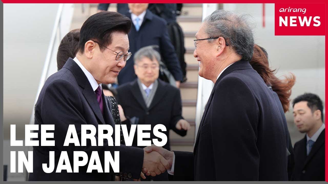 President Lee arrives in Japan for summit with PM Takaichi - YouTube