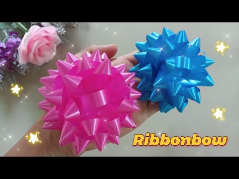 DIY Bow 🎀วิธีทำโบว์ริบบิ้นติดของขวัญ แบบง่ายๆ # 6. #ของขวัญปีใหม่ #ribbonbow #diyribbonbow