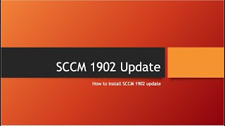 SCCM 1902 Upgrade