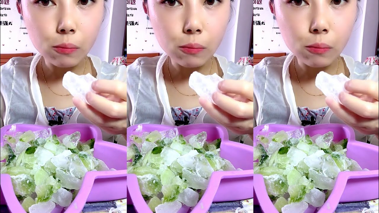 ASMR CRISPY ICE EATING / HARD ICE. ZHAOFENG