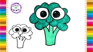 How To Draw Broccoli Cute Easy Simple Drawing And Coloring For Kids #broccoli #rainingcolors