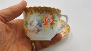 Antique Floral China Tea Cup and Saucer 18901910