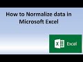 Normalize data in excel