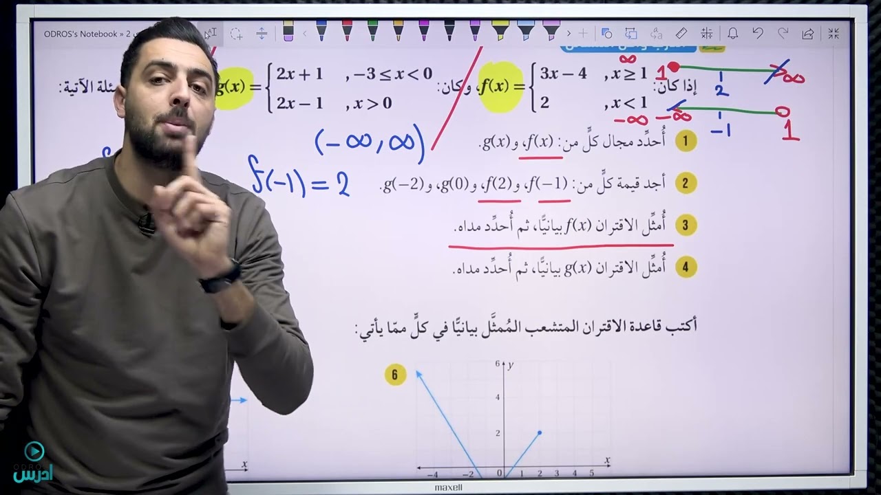 الاقترانات المتشعبة (اتدرب واحل مسائل)-اول ثانوي ادبي- الاستاذ عمر الوحيدي