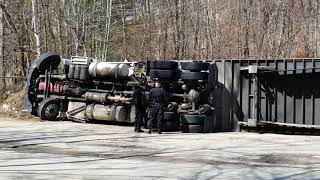 Tractor-trailer rollover in Fitchburg (video #1)