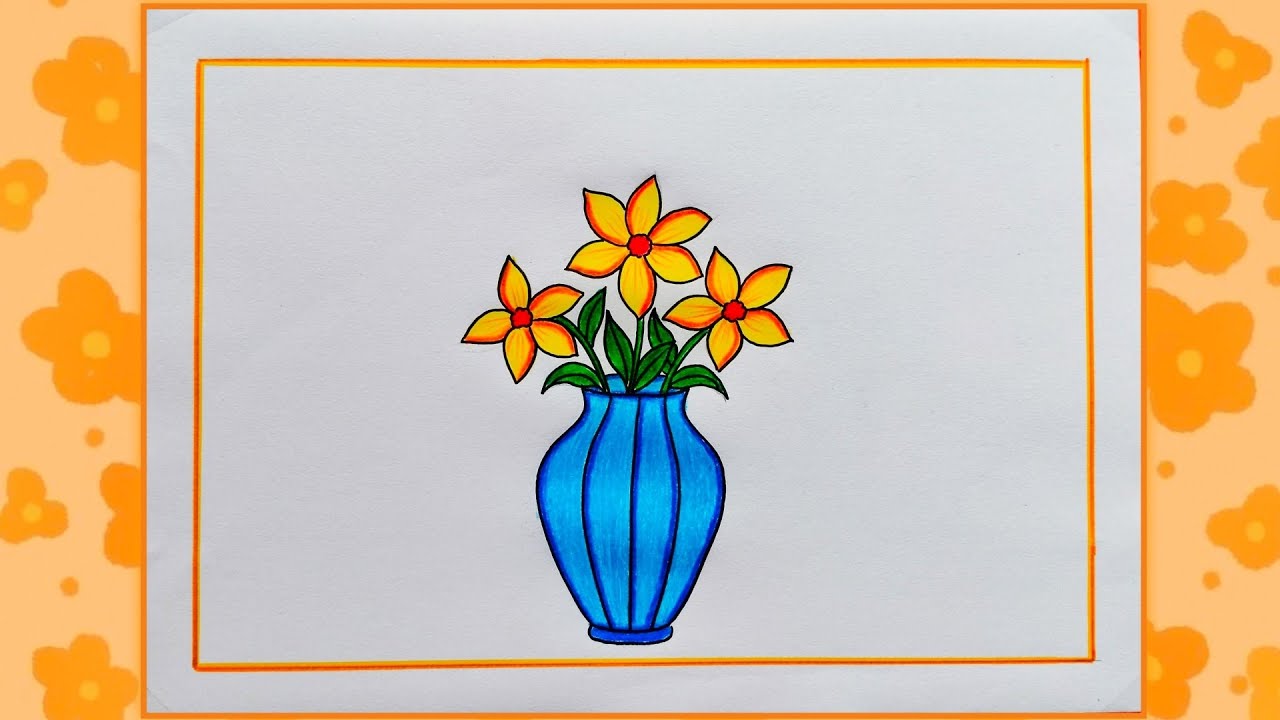 Flower Pot Drawing|Flower Vase Drawing|How To Draw Flower Pot Easy Step By Step|Flower Drawing Easy|