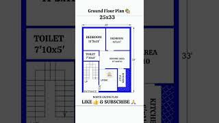 2d Home Plan 25'x33'| Indian Home Plan| #homeplan #houseplan #autocadplan #2dplan #floorplan #viral
