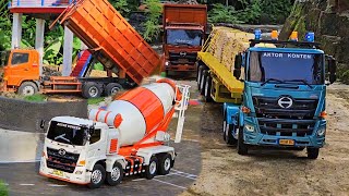 AKSI KE 71 ‼️ Pengecoran Jalan Rc Truk Trailer VS Hino Molen Angkut Cor Beton Bongkar Kopling Selip 