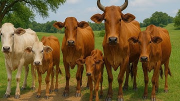 Kerumunan sapi lembu Ternak Beramai-ramai Berjalan Menuju ladang hijau, Suara Sapi Moo, Sapi Lucu