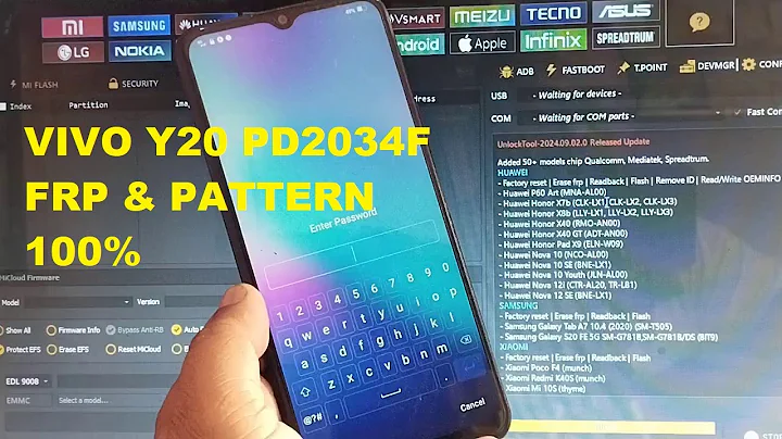 VIVO Y20 PD2034F Pattern Unlock & FRP Bypass By Unlock Tool 100% Done .