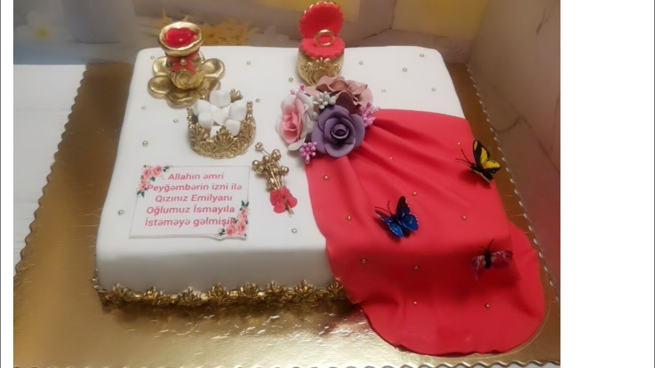 Nişan Tortunun bəzədilməsi Elçi nişan üçün tortun hazırlanması 🤵👸🏻💞