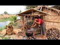 survival in the rainforest - woman cook snails & taro tree for dog & woman - Eating delicious HD