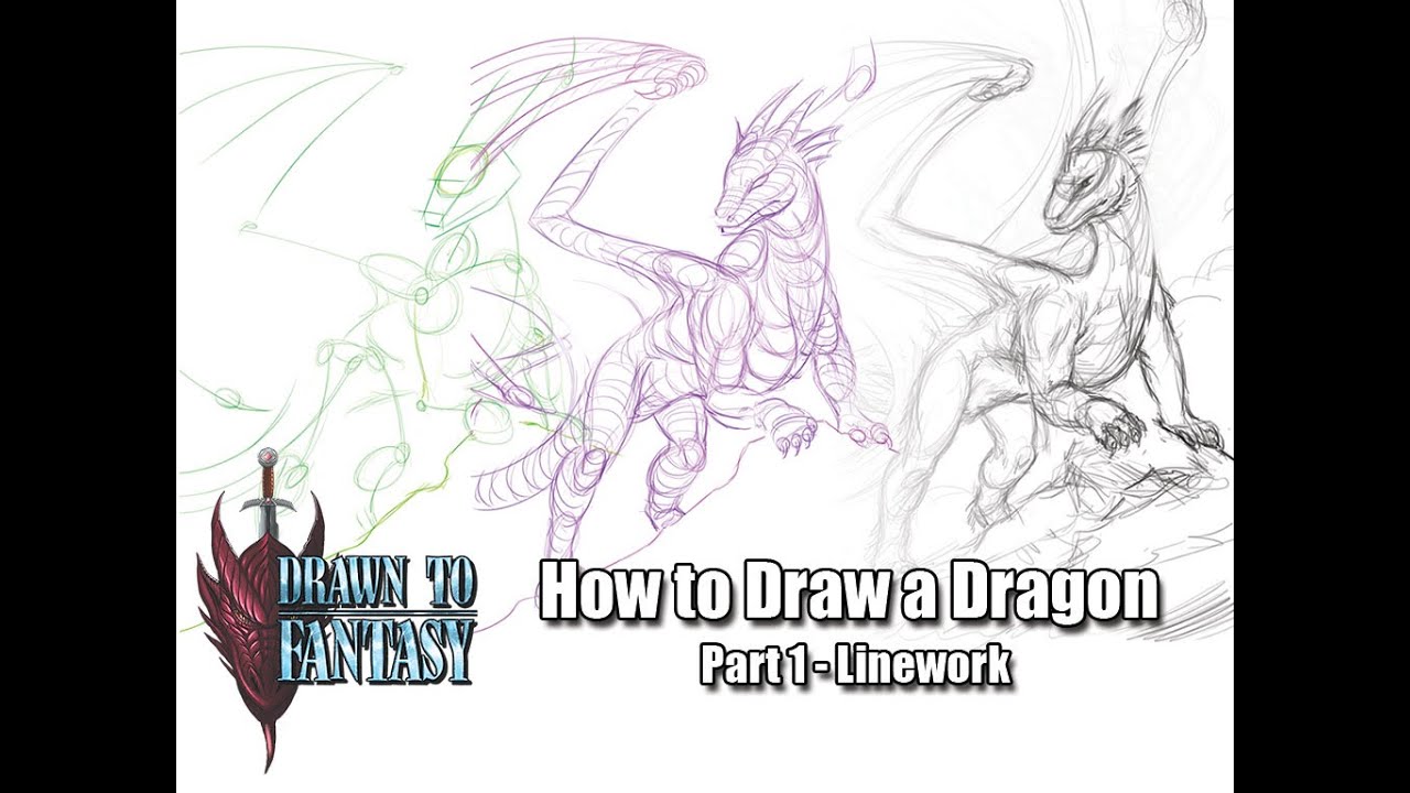 One Line Art Tutorial : How to draw dragon tutorial part line work youtube