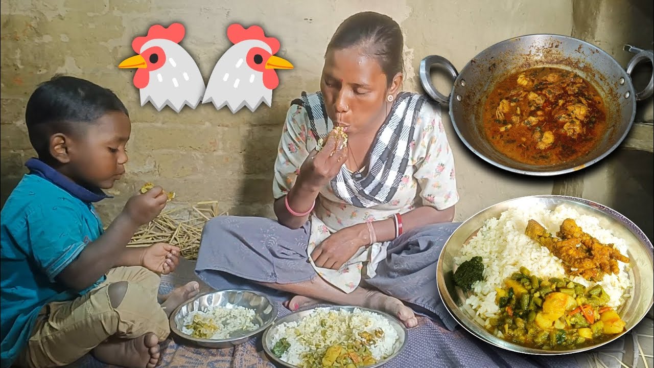 Aaj khaye chicken Rice chicken feet, beans 🫘 vegetable | jh eating show 