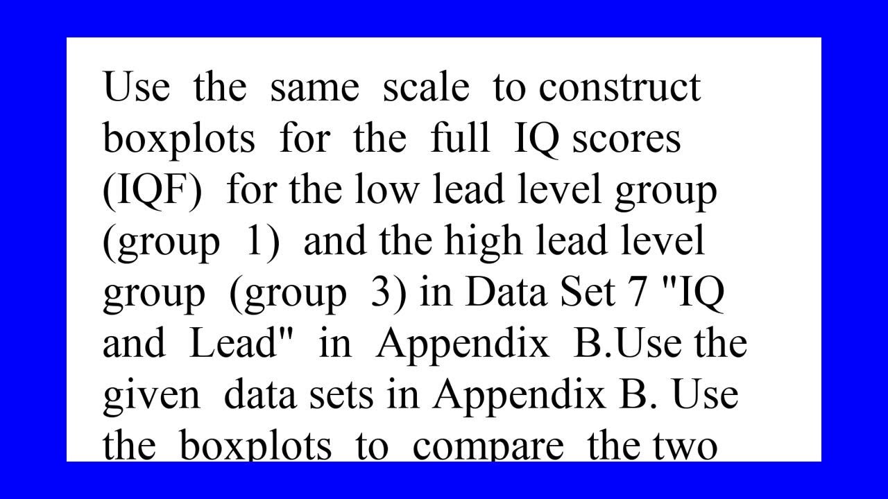 Use the same scale to construct boxplots for the full IQ scores IQF for