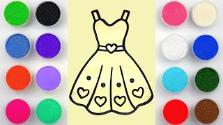 Sand painting and coloring princess dress for kids