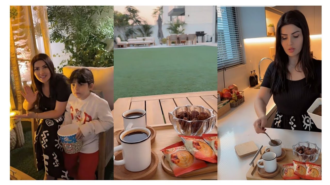 نور وعصام 🥰 نور عملت قهوة وبوشار الاولاد أليكس عم يلعب كورة سليه